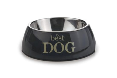 Produktbild von Beeztees Melamin Futternapf Rund Best Dog Grau 14 x 4,5 cm - 160 ml
