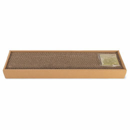 Beeztees Minus One Ilano Kratzbrett für Katzen aus Kratzpappe mit Katzenminze Beige-Braun 48,5 x 12 x 5 cm – Bild 1 von 13