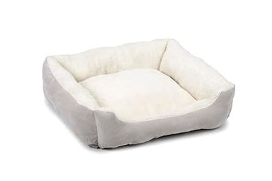 Produktbild von Beeztees Mogina Hundebett aus Plüsch Grau Weiß 65x60x20 cm