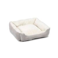 Produktbild von Beeztees Mogina Hundebett aus Plüsch Grau Weiß 65x60x20 cm