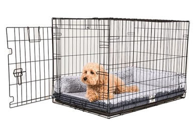 Beeztees Nano Chill Kuzzi Orthopädisches Käfigkissen mit Kühlplatte aus Plüsch Grau 78 x 54 x 5 cm – Bild 1 von 3