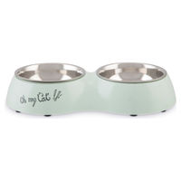 Produktbild von Beeztees Oh My Cat Katzen Doppelnapf mint 27cm mit Anti-Rutsch-Funktion - 400 g