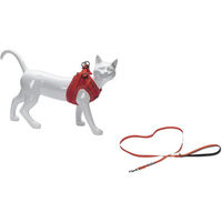 Produktbild von Beeztees Parinca Katzengeschirr mit Leine Rot M/L aus Nylon mit Halsumfang 26-31 cm