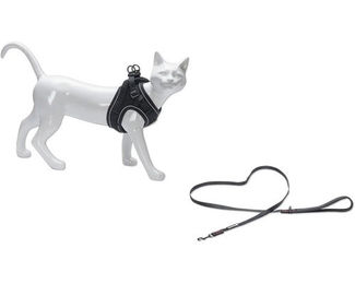 Beeztees Parinca Katzengeschirr mit Leine Schwarz M/L aus Nylon – Bild 1 von 9