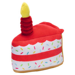 Beeztees Plüsch-Hundespielzeug Partykuchen in Rot Weiß Bunt mit Squeaker – Bild 1 von 8