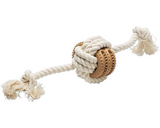 Beeztees Puppy Dental Spielseil Fem Hundespielzeug zur Zahnpflege für Welpen aus Baumwolle und Gummi beige braun 30 cm – Bild 1 von 5