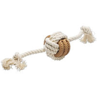 Produktbild von Beeztees Puppy Dental Spielseil Fem Hundespielzeug zur Zahnpflege für Welpen aus Baumwolle und Gummi beige braun 30 cm