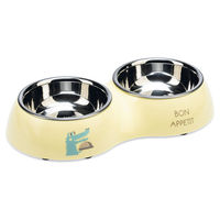 Produktbild von Beeztees Puppy Droppy Dinner Set Futternapf für Welpen aus Kunststoff und Edelstahl Gelb - 320 ml