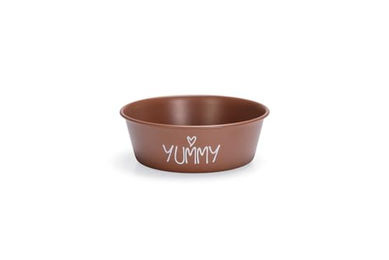 Beeztees Puppy Snoes Futternapf für Welpen aus Edelstahl in Orange Braun 13x13x4 cm – Bild 1 von 4