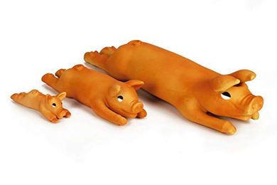 Beeztees Quietschspielzeug Schwein aus Latex in Orange 12,5 x 4,5 x 4,5 cm für Hunde – Bild 1 von 2