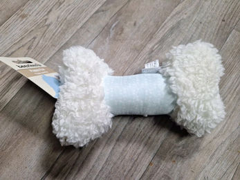 Beeztees Renda Plüschspielknochen für Welpen zur Zahnpflege in Weiß und Blau - 20 cm – Bild 1 von 5