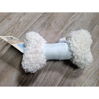 Produktbild von Beeztees Renda Plüschspielknochen für Welpen zur Zahnpflege in Weiß und Blau - 20 cm
