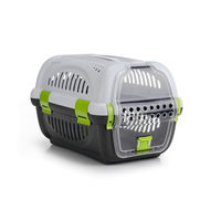 Produktbild von Beeztees Rhino Transportbox für Hunde und Katzen aus Kunststoff grau/grün 51x34,5x33 cm