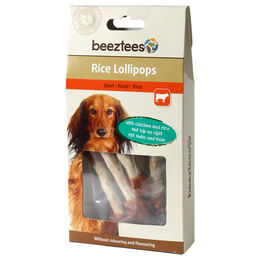 Beeztees Rice Lollipops Kausnack für Hunde mit Rind und Huhn ohne Farb- und Aromastoffe 70 g - 8 x 70 g – Bild 1 von 2