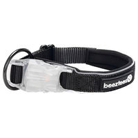 Produktbild von Beeztees Safety Gear Parinca Hundehalsband aus Nylon in Schwarz mit LED und wasserabweisender Funktion 30 - 35 cm