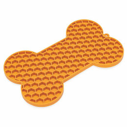 Beeztees Silikon Leckmatte Knochen Orange für Hund und Katze – Bild 1 von 9