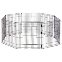 Produktbild von Beeztees Simi XL Laufstall für Kaninchen und Nager aus Metall mit Tür in Schwarz mit 155 cm Durchmesser