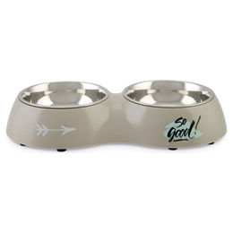 Beeztees So Good Hund Doppelnapf aus Kunststoff Grau - 700 ml – Bild 1 von 2