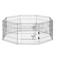 Produktbild von Beeztees Ted Welpen Laufstall Premium Schwarz mit Tür 8 Panel 60x60 cm Durchmesser 155 cm