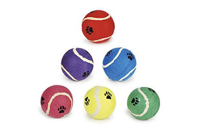 Produktbild von Beeztees Tennisball mit Pfotendruck aus Stoff für Hunde 10 cm bunt