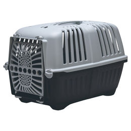 Produktbild von Beeztees Transportbox Praktiko Eco für Katzen aus Kunststoff in Schwarz Grau 48 x 31 x 33 cm