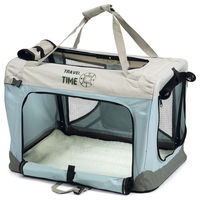 Produktbild von Beeztees Travel Time Hundebox aus Nylon in Blau oder Grau 60 x 42 x 42 cm