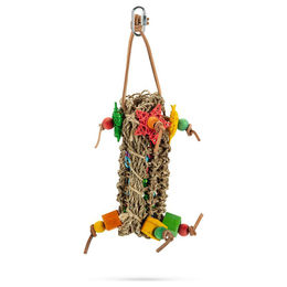 Produktbild von Beeztees Vogelspielzeug Rika für Papageien aus Heu und Gras in Braun und Bunt