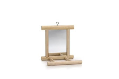 Produktbild von Beeztees Vogelspielzeug Spiegel mit Landeplatz und Sitzstange aus Holz für Wildvögel
