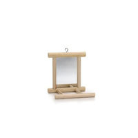 Produktbild von Beeztees Vogelspielzeug Spiegel mit Landeplatz und Sitzstange aus Holz für Wildvögel