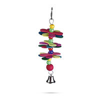 Produktbild von Beeztees Vogelspielzeug Tringle aus Holz mit Glocke bunt 25 cm für Papageien und Vögel - 25 cm
