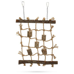 Produktbild von Beeztees Vogelspielzeug Ziggy aus Holz mit Kletterseil für Papageien Braun