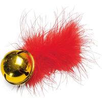 Produktbild von Beeztees Weihnachtsglocke mit Feder Federspielzeug in Rot und Gold
