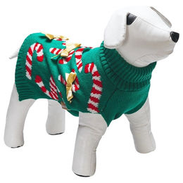 Produktbild von Beeztees Weihnachtspullover Zuckerstangen Grün Polyester Größe 23 cm