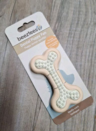 Beeztees Welpe Plüschspielzeug Mini zur Zahnpflege in Rosa und Beige – Bild 1 von 3