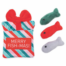 Beeztees XMAS Katzenspielzeug Geschenktüte mit Fischen aus Plüsch und Catnip – Bild 1 von 5