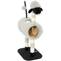 Produktbild von Beherger Katzenbaum im Schaf Design mit Kratzpfosten Tunnel und Spielzeug 98 cm