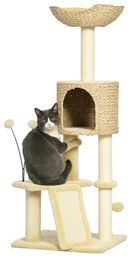 Beherger Kratzbaum für Katzen mit Katzenhöhle, Liegeplattform und Spielball, 45x40x116cm – Bild 1 von 1