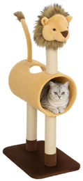 Beherger Kratzbaum mit Löwen Design für Katzen 104 cm mit Kratzpfosten und Tunnel – Bild 1 von 1