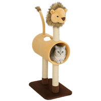 Produktbild von Beherger Kratzbaum mit Löwen Design für Katzen 104 cm mit Kratzpfosten und Tunnel