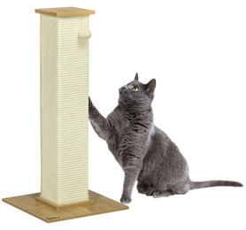 Beherger Kratzbaum mit Spielzeug für Katzen in Beige und Natur 38 x 38 x 80 cm – Bild 1 von 1