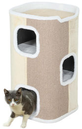Beherger Kratztonne Katzenbaum mit 3 Ebenen aus Plüsch in Beige als Rückzugsort für Katzen zur Innenhaltung – Bild 1 von 1