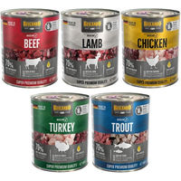 Produktbild von Belcando Baseline Hundefutter Geschmacksmix Forelle Pute Huhn Lamm Rind 5x800g