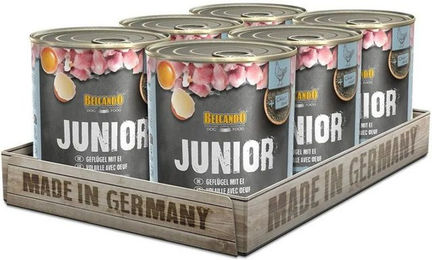 Belcando Junior Hund Nassfutter Geflügel mit Ei 6x800g Dose ohne Farb- und Aromastoffe – Bild 1 von 3