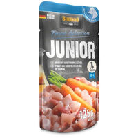Produktbild von Belcando Junior Hundefutter Huhn mit Karotten und Lachsöl Stückchen in Sauce 125g - 12 x 125 g