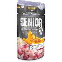 Produktbild von Belcando Senior Hundefutter Fleischmenü mit Reis und Kürbis Stückchen in Sauce 12x125 g