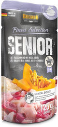 Belcando Senior Hundefutter Fleischmenü mit Reis und Kürbis Stückchen in Sauce 12x125 g – Bild 1 von 2