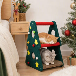 Belfoyer Weihnachts-Katzenbaum mit 2 Ebenen aus Kratzpappe 33x40x57cm – Bild 1 von 1