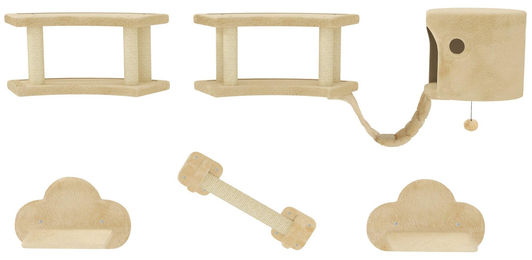 BellaFurn 5-teiliges Kletterset für Katzen mit Kratzbäumen und Plattformen in Braun – Bild 1 von 1