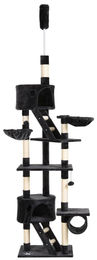 BellaFurn Deckenhoher Katzenkratzbaum mit Deckenspanner in Grau aus Plüsch und Spanplatte 45x60x240-260 cm – Bild 1 von 4
