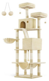 BellaFurn Großer Kratzbaum Beige aus Spanplatte, Plüsch und Sisal – Bild 1 von 2